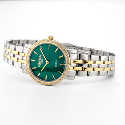 Scala 28 mm Quartz Two-Hand Green Dial Two-Tone Bracelet Sapphire glass Stainless Steel swiss watch