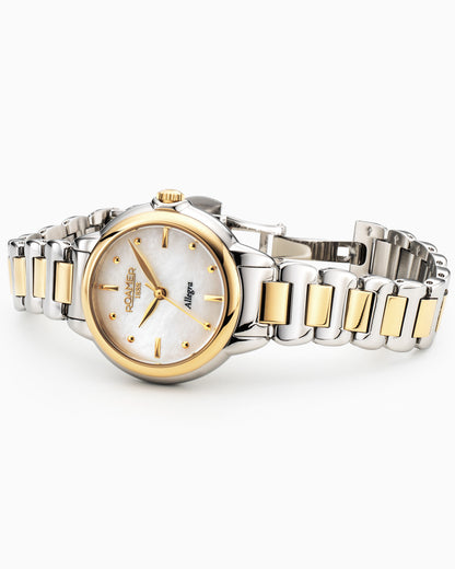 Allegra 32mm Quartz Three-Hand White Mop Dial  Two-Tone Bracelet Sapphire glass Stainless Steel swiss watch