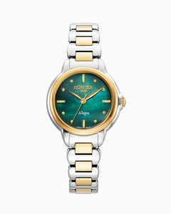 Allegra 32mm Quartz Three-Hand Green Mop Dial  Two-Tone Bracelet Sapphire glass Stainless Steel swiss watch