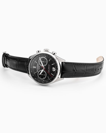 Gran Sportivo 41.5mm Quartz Chronograph Date Black Sunray Dial Silver Bracelet and Strap Set Sapphire antireflection glass  Stainless Steel swiss watch
