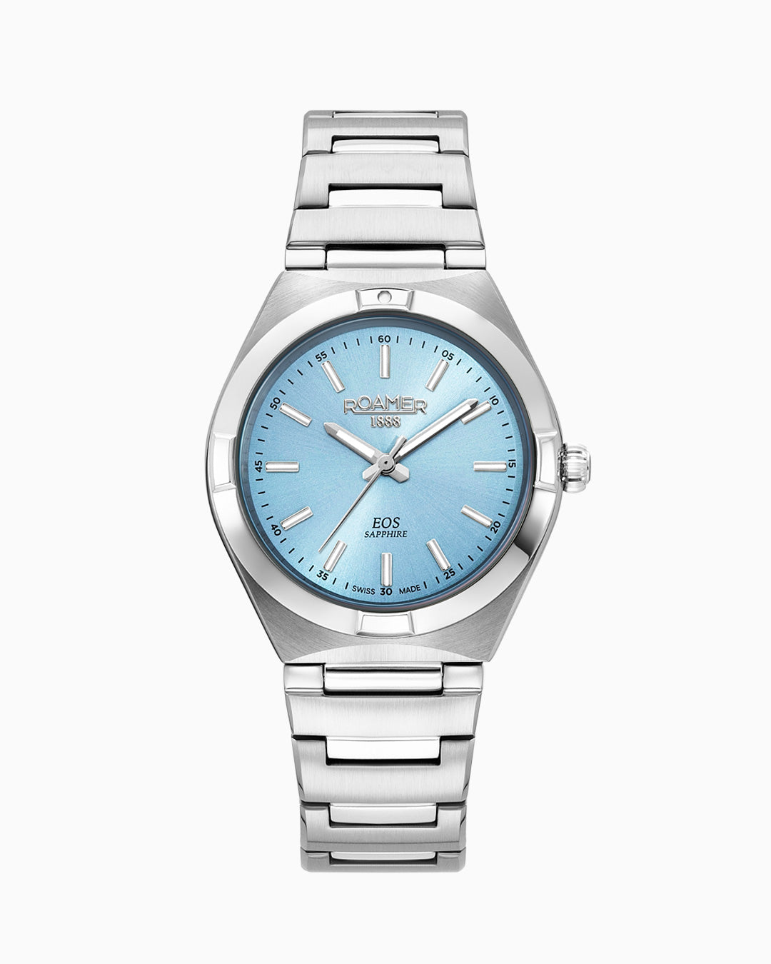 EOS Classic 34mm Quartz Three-Hand Lightblue Dial  Silver Bracelet Sapphire glass Stainless Steel swiss watch