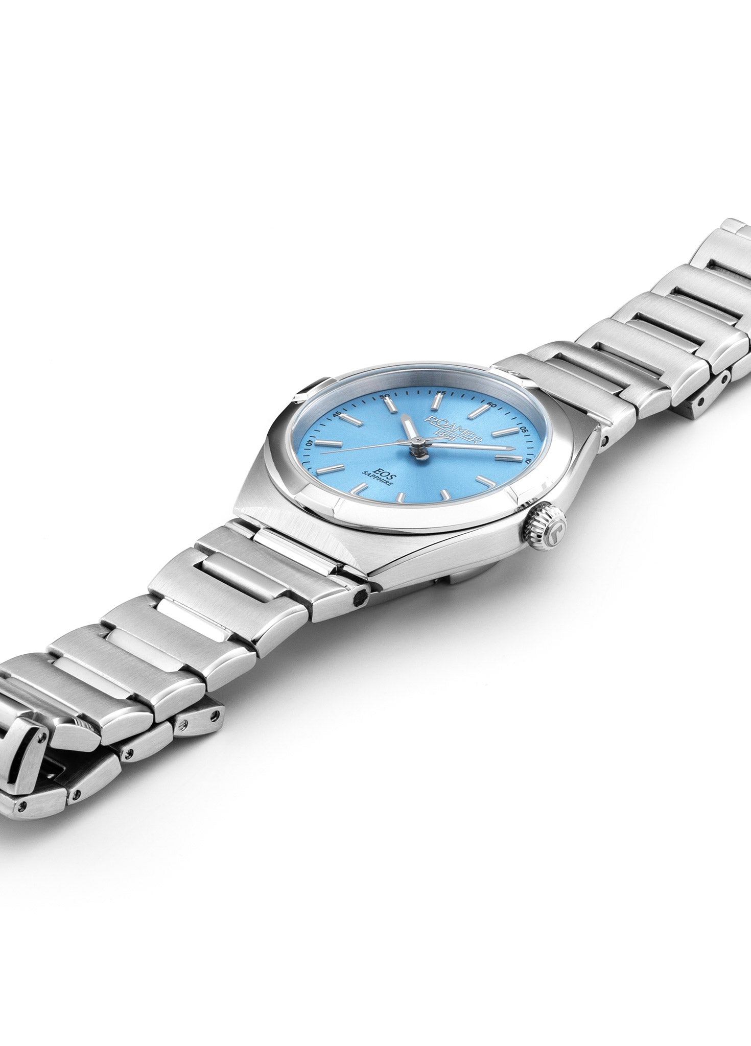 EOS Classic 34mm Quartz Three-Hand Lightblue Dial  Silver Bracelet Sapphire glass Stainless Steel swiss watch
