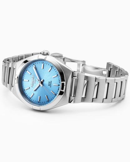 EOS Classic 34mm Quartz Three-Hand Lightblue Dial  Silver Bracelet Sapphire glass Stainless Steel swiss watch