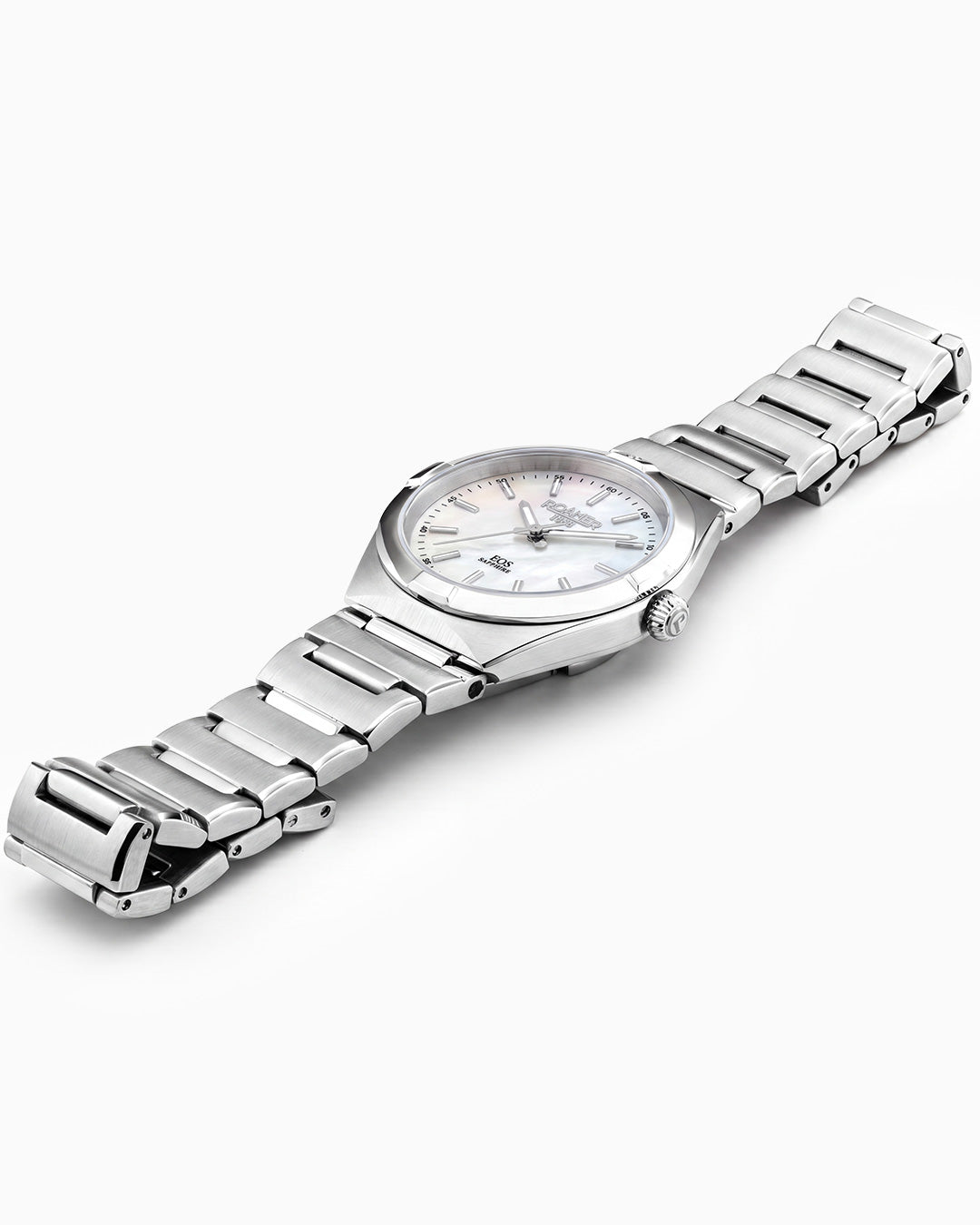 EOS Classic 34mm Quartz Three-Hand White Dial Silver Bracelet Sapphire glass Stainless Steel swiss watch