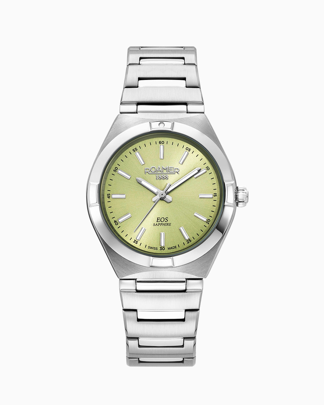 EOS Classic 34mm Quartz Three-Hand Lightgreen Dial  Silver Bracelet Sapphire glass Stainless Steel swiss watch