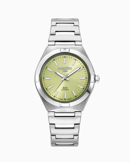EOS Classic 34mm Quartz Three-Hand Lightgreen Dial  Silver Bracelet Sapphire glass Stainless Steel swiss watch