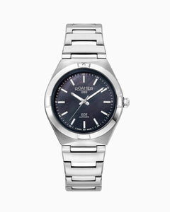 EOS Classic 34mm Quartz Three-Hand Black Dial Silver Bracelet Sapphire glass Stainless Steel swiss watch