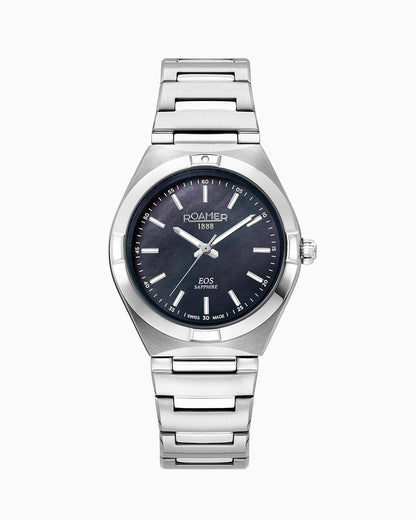 EOS Classic 34mm Quartz Three-Hand Black Dial Silver Bracelet Sapphire glass Stainless Steel swiss watch