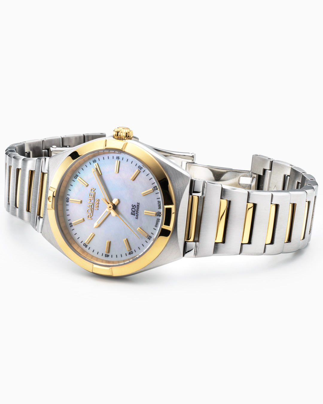 EOS Classic 34mm Quartz Three-Hand White MOP Dial Two-Tone Bracelet Sapphire glass Stainless Steel swiss watch
