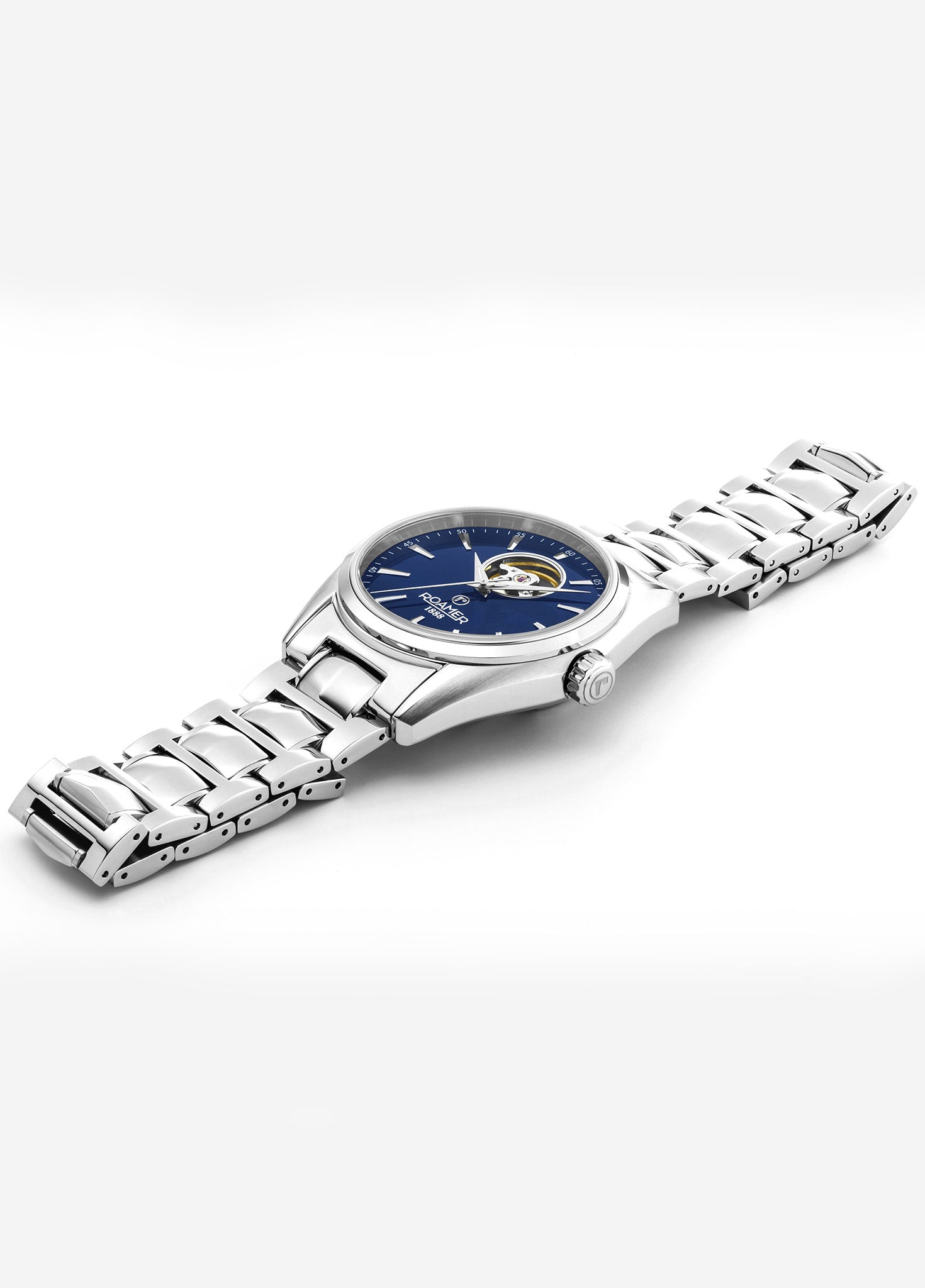 Searock Master 42 mm Automatic Three-Hand Date Blue Sunray Dial Silver Bracelet Sapphire antireflection glass  Stainless Steel swiss watch