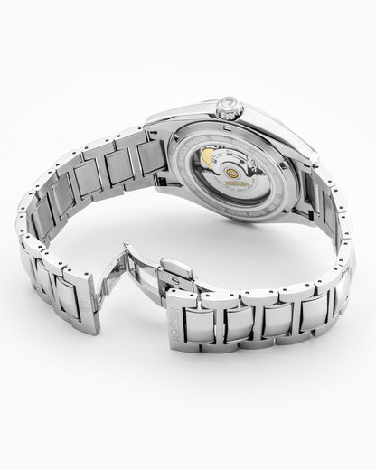 Searock Master 42 mm Automatic Three-Hand Date Green Sunray Dial Silver Bracelet Sapphire antireflection glass  Stainless Steel swiss watch