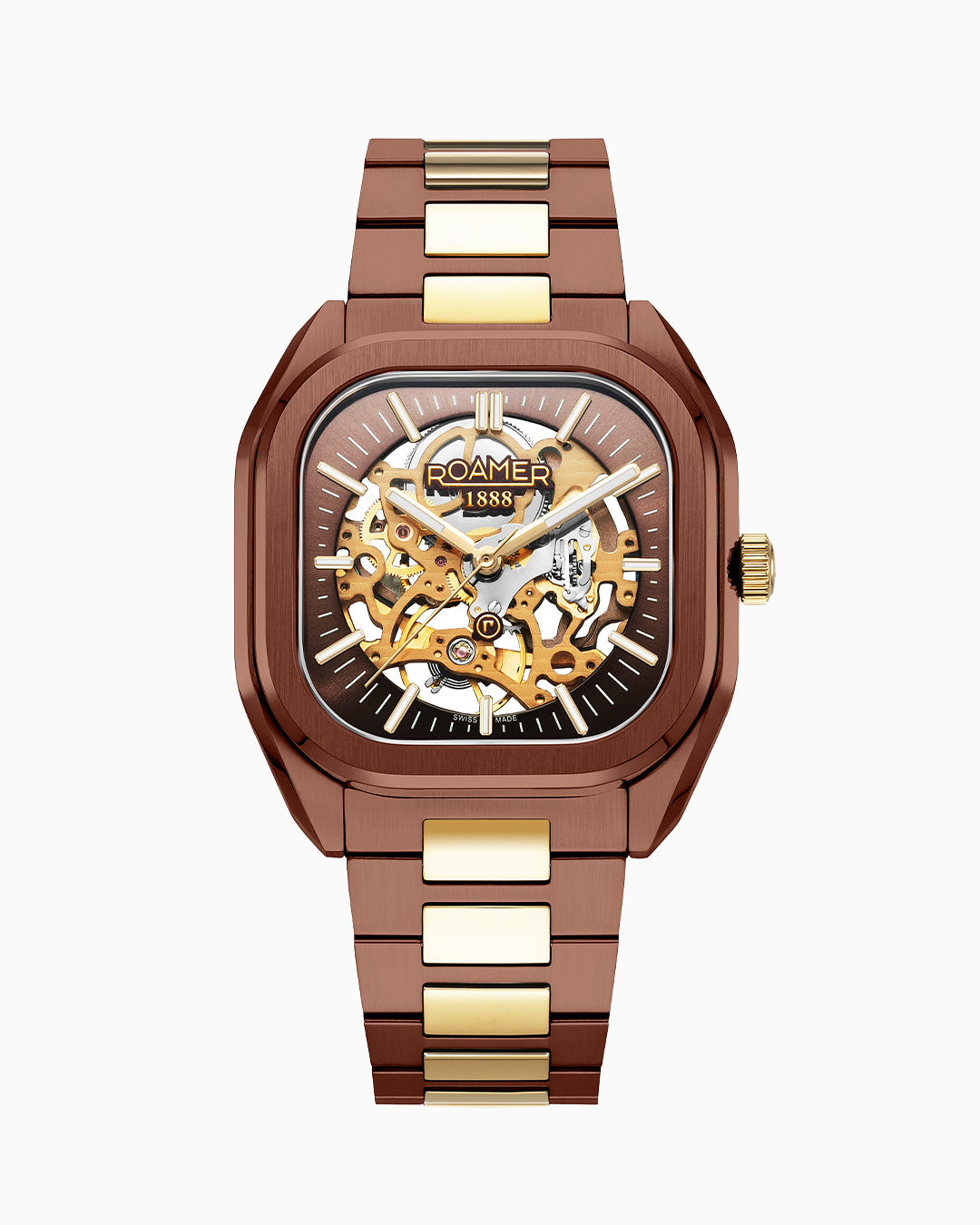 Mechano 42 mm Hand-Winding Three-Hand Brown + Gold Bracelet Leather Strap Set Sapphire antireflection glass  Stainless Steel swiss watch