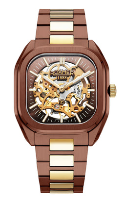 Mechano 42 mm Automatic Three-Hand Brown + Gold Bracelet Sapphire antireflection glass  Stainless Steel swiss watch