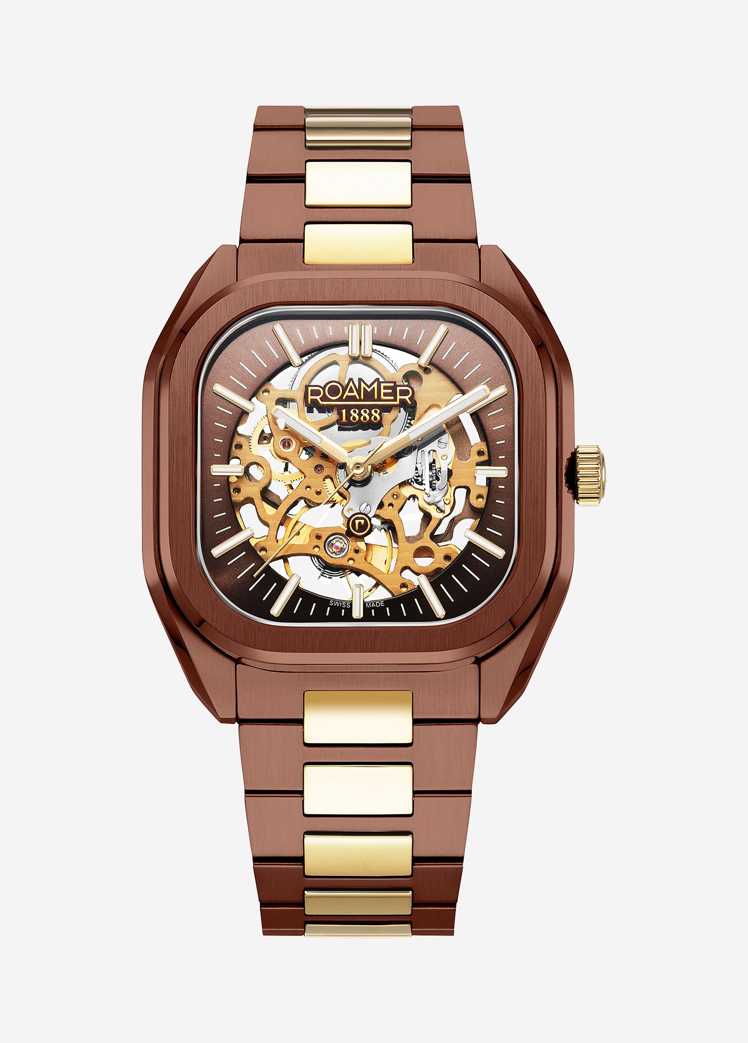 Mechano 42 mm Automatic Three-Hand Brown + Gold Bracelet Sapphire antireflection glass  Stainless Steel swiss watch