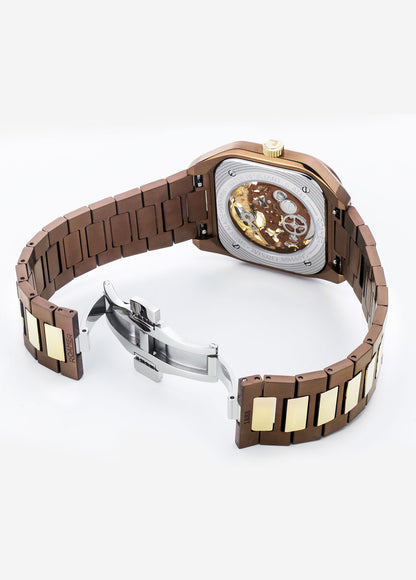 Mechano 42 mm Automatic Three-Hand Brown + Gold Bracelet Sapphire antireflection glass  Stainless Steel swiss watch