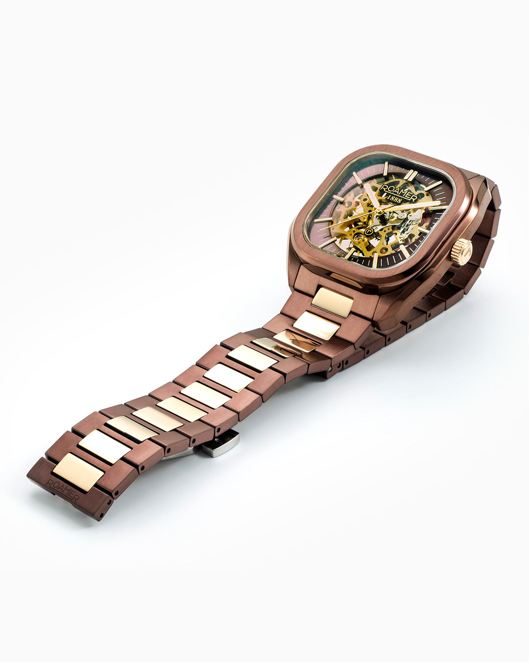 Mechano 42 mm Hand-Winding Three-Hand Brown + Gold Bracelet Leather Strap Set Sapphire antireflection glass  Stainless Steel swiss watch