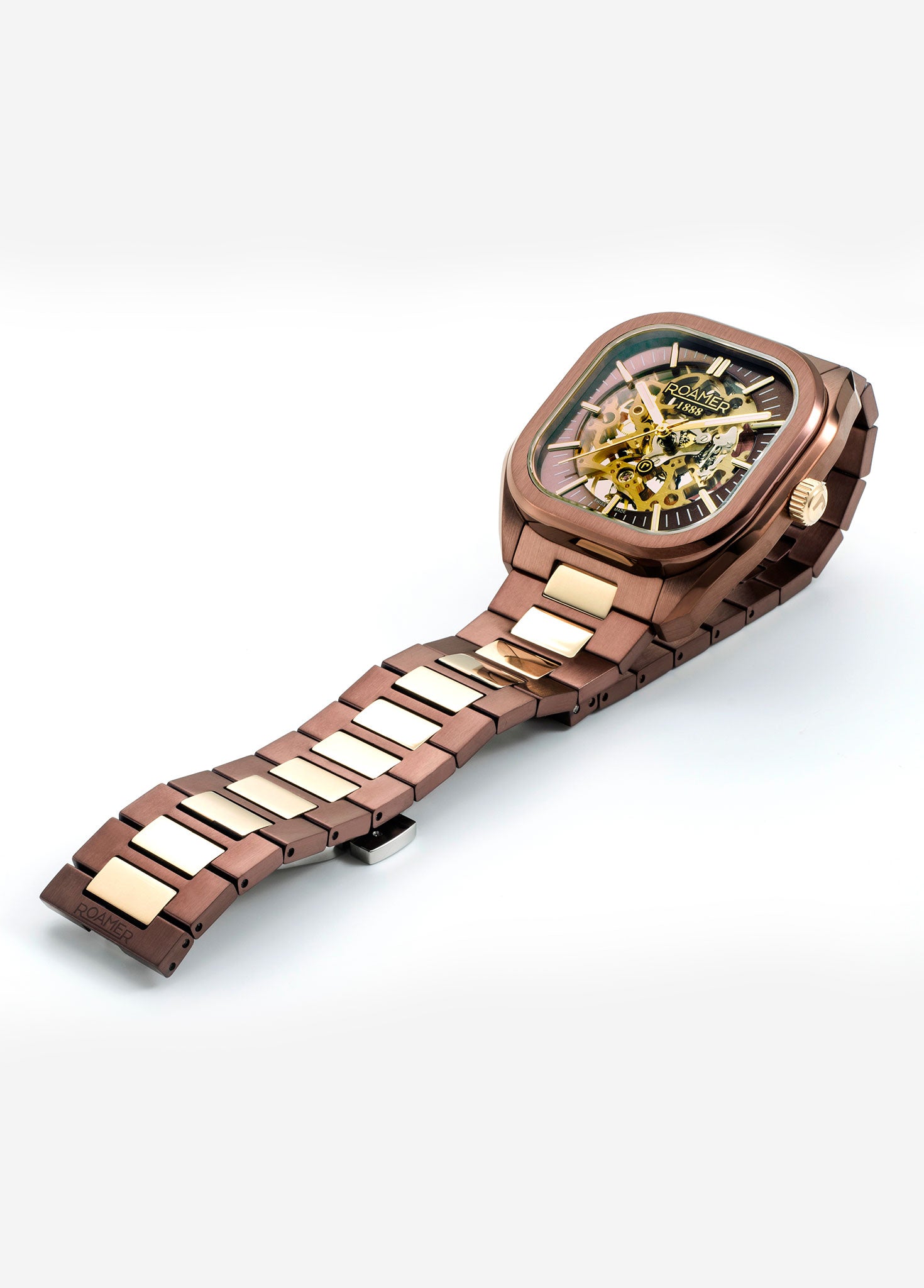 Mechano 42 mm Automatic Three-Hand Brown + Gold Bracelet Sapphire antireflection glass  Stainless Steel swiss watch
