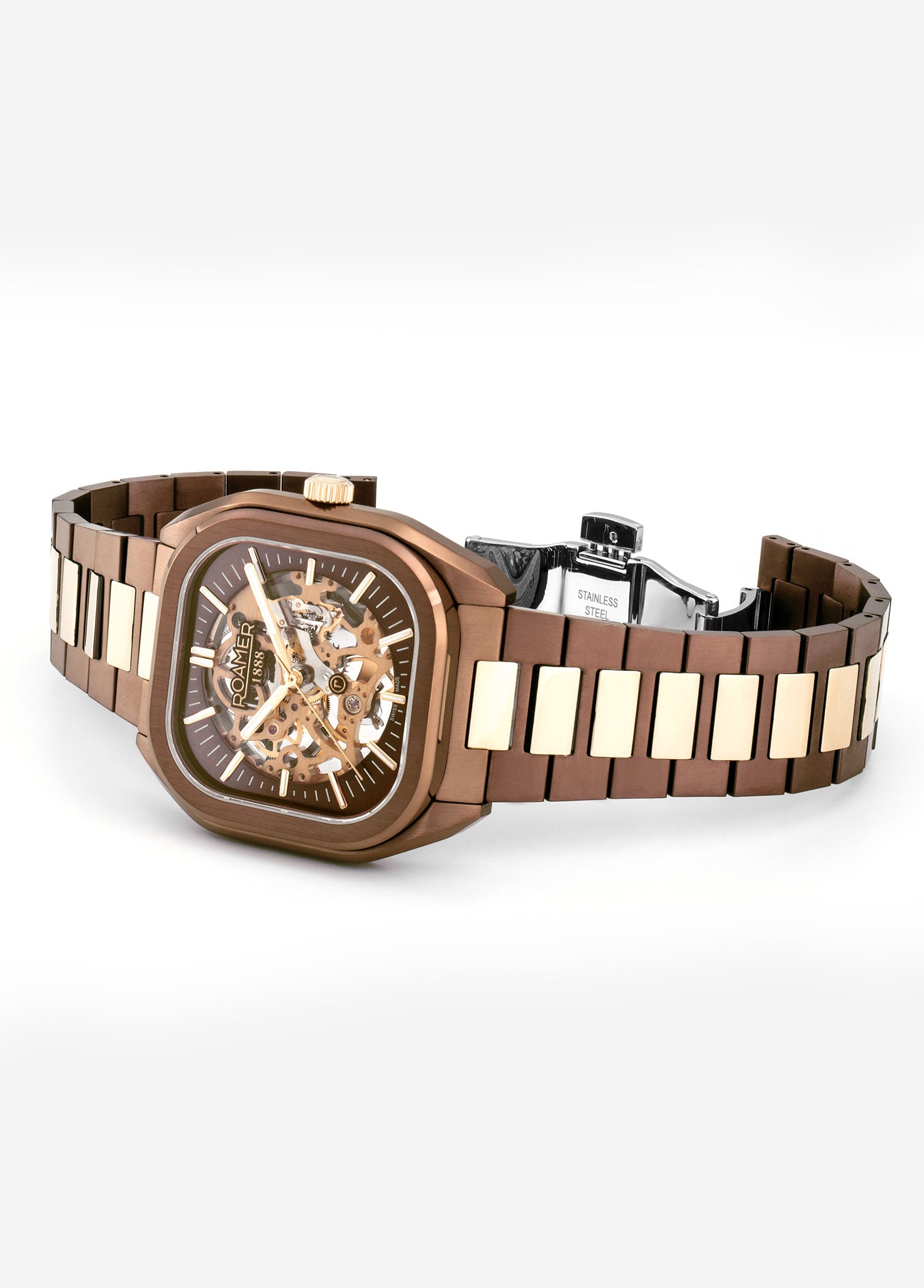 Mechano 42 mm Automatic Three-Hand Brown + Gold Bracelet Sapphire antireflection glass  Stainless Steel swiss watch