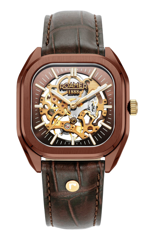 Mechano 42 mm Automatic Three-Hand Brown + Gold Bracelet Sapphire antireflection glass  Stainless Steel swiss watch