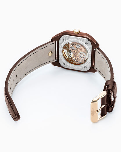 Mechano 42 mm Hand-Winding Three-Hand Brown + Gold Bracelet Leather Strap Set Sapphire antireflection glass  Stainless Steel swiss watch