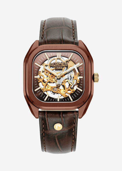 Mechano 42 mm Automatic Three-Hand Brown + Gold Bracelet Sapphire antireflection glass  Stainless Steel swiss watch
