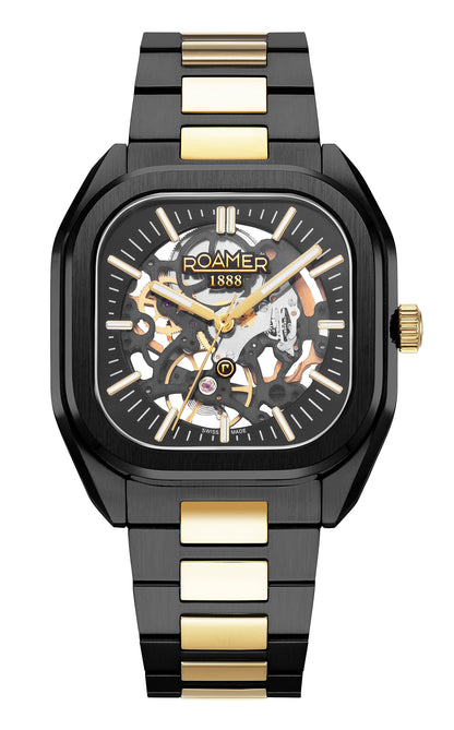 Mechano 42 mm Automatic Three-Hand Black + Gold Bracelet Sapphire antireflection glass  Stainless Steel swiss watch