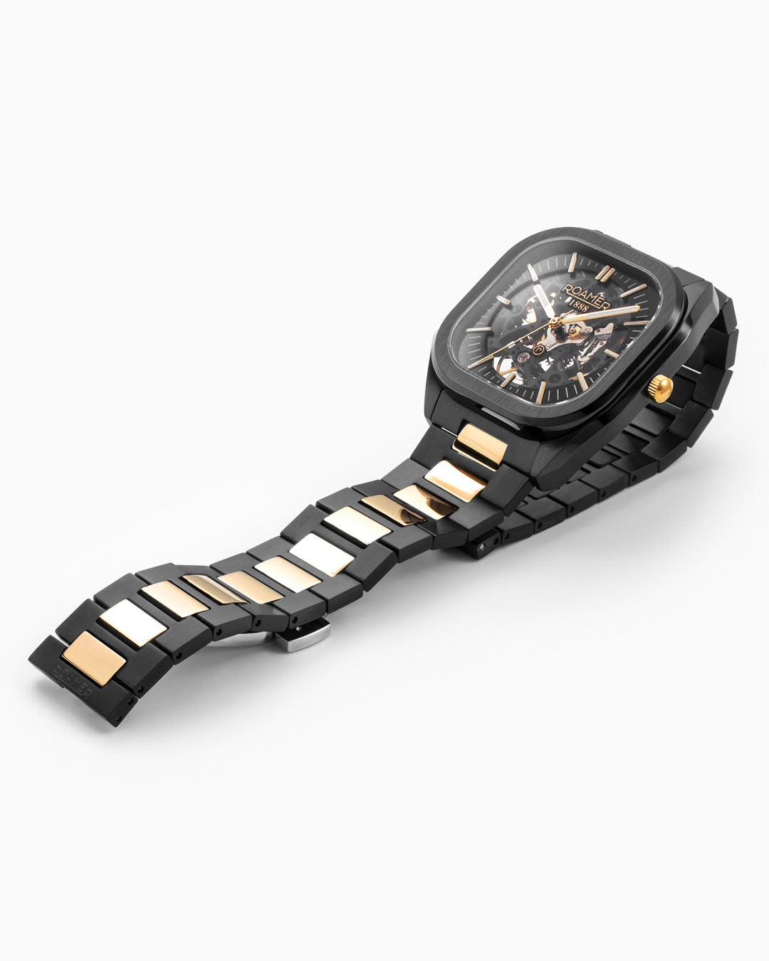Mechano 42mm Hand-Winding Three-Hand Black + Gold Bracelet and