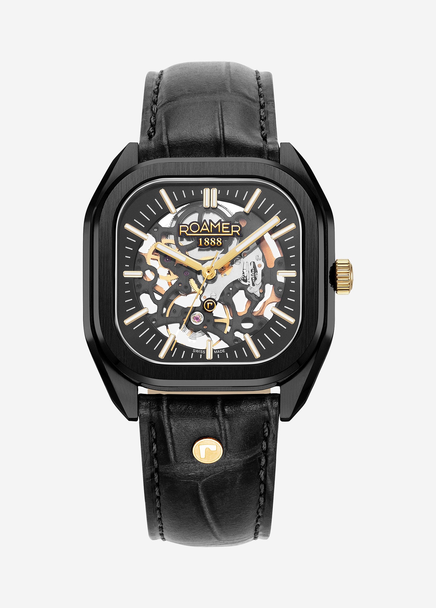 Three Hand Black Hand Clock Fossil Dalton Three-Hand Black