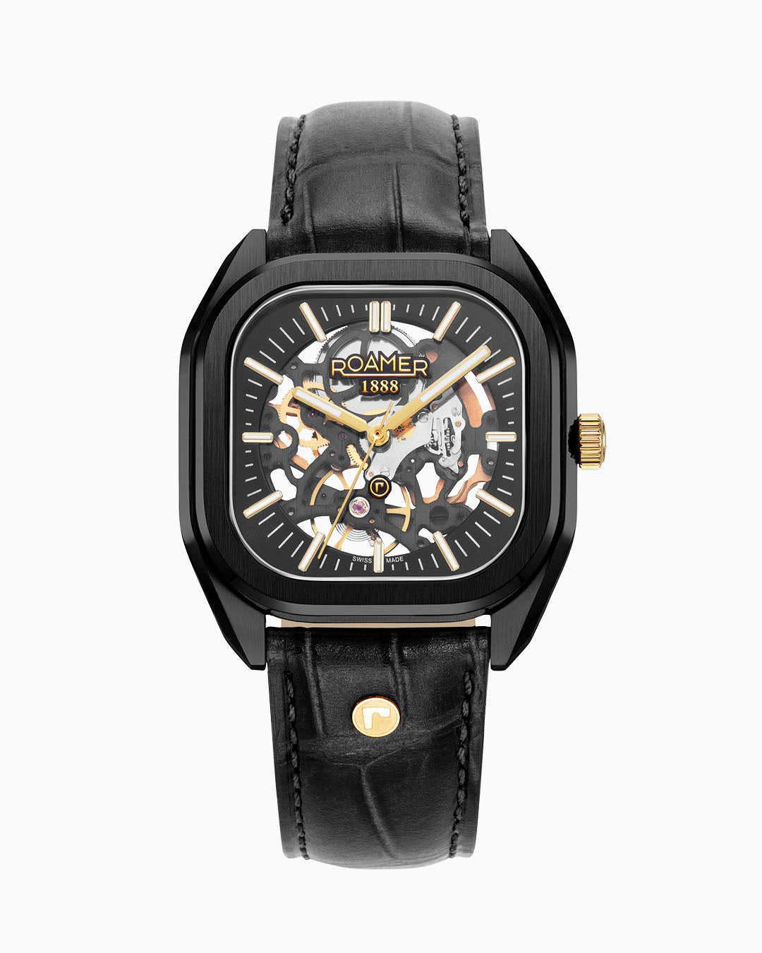 Mechano 42mm Hand-Winding Three-Hand Black + Gold Bracelet and