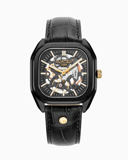 Mechano 42 mm Automatic Three-Hand Black + Gold Bracelet Sapphire antireflection glass  Stainless Steel swiss watch