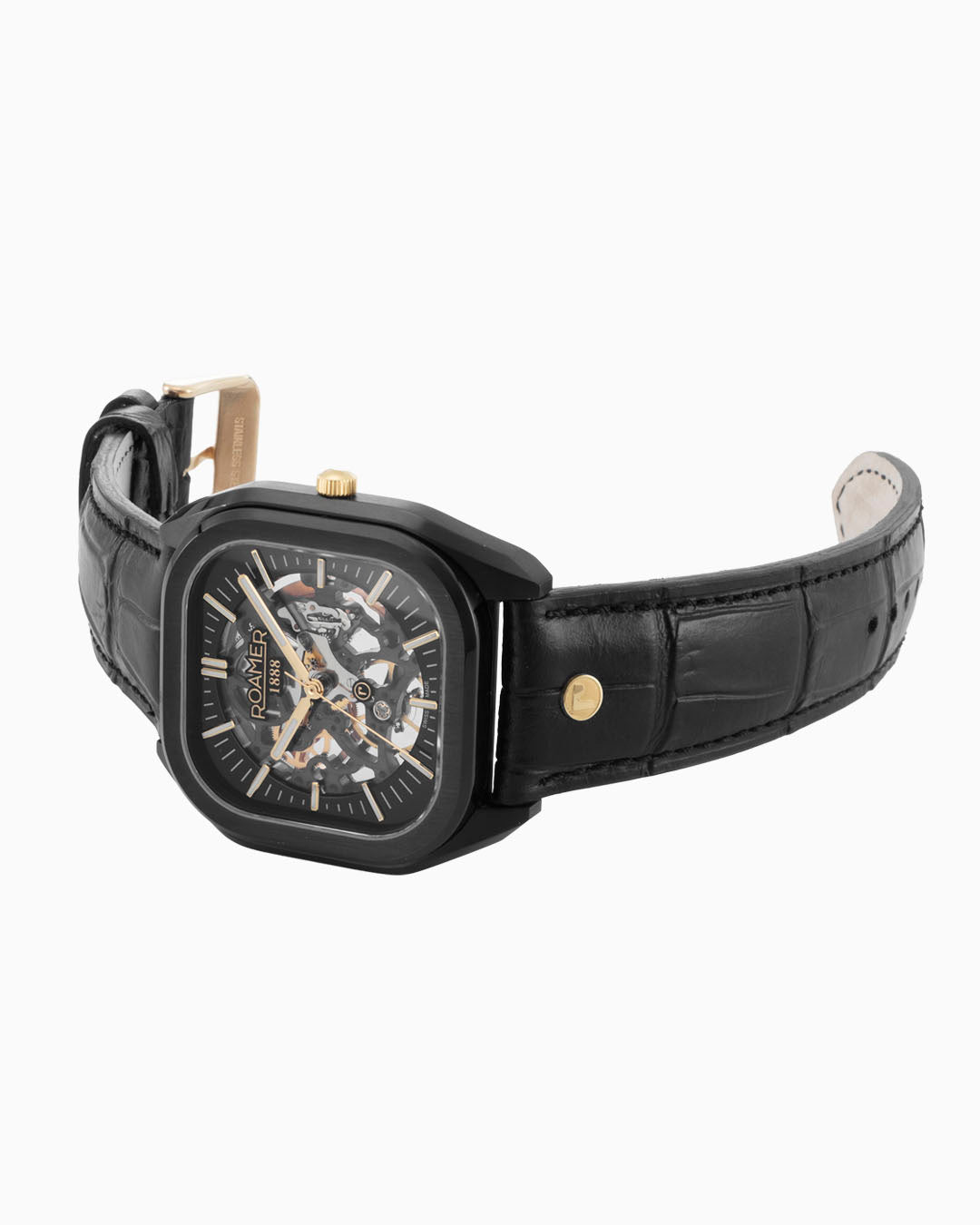 Mechano 42mm Hand-Winding Three-Hand Black + Gold Bracelet and