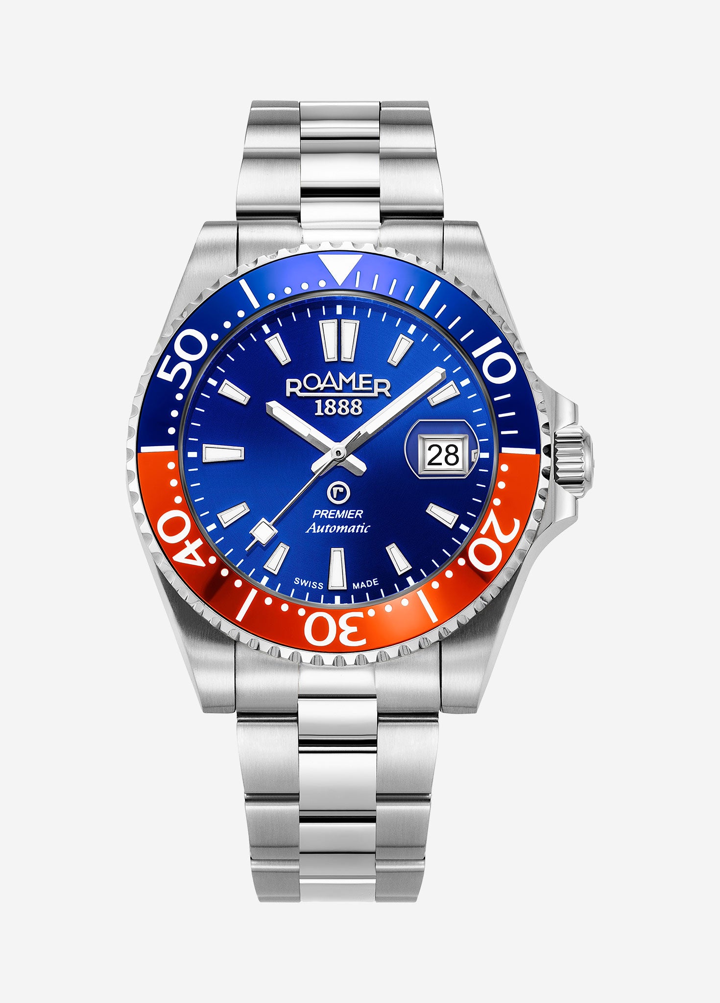 Premier 42 mm Automatic Three-Hand Date Blue Sunray Dial Silver Bracelet Sapphire glass Stainless Steel swiss watch