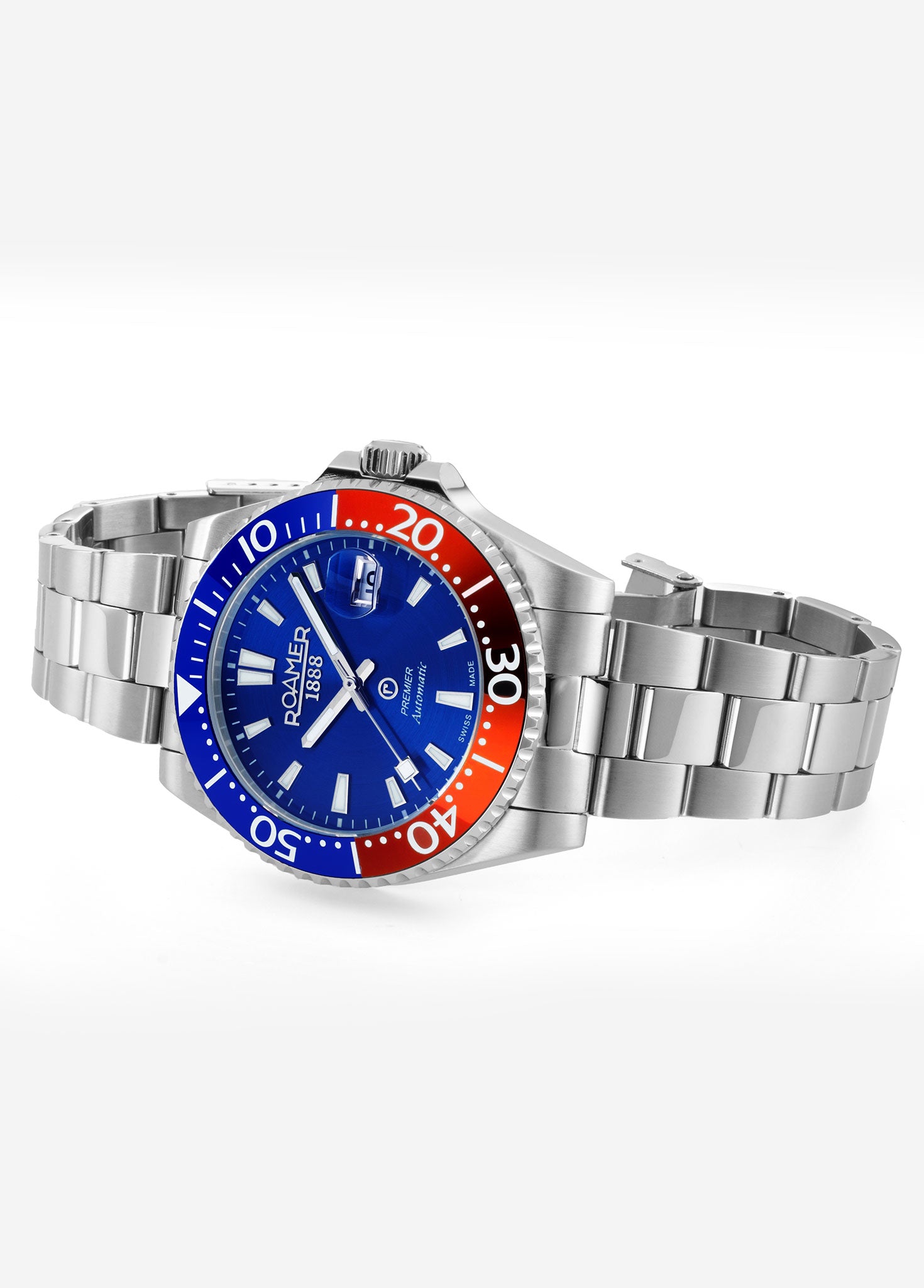 Premier 42 mm Automatic Three-Hand Date Blue Sunray Dial Silver Bracelet Sapphire glass Stainless Steel swiss watch