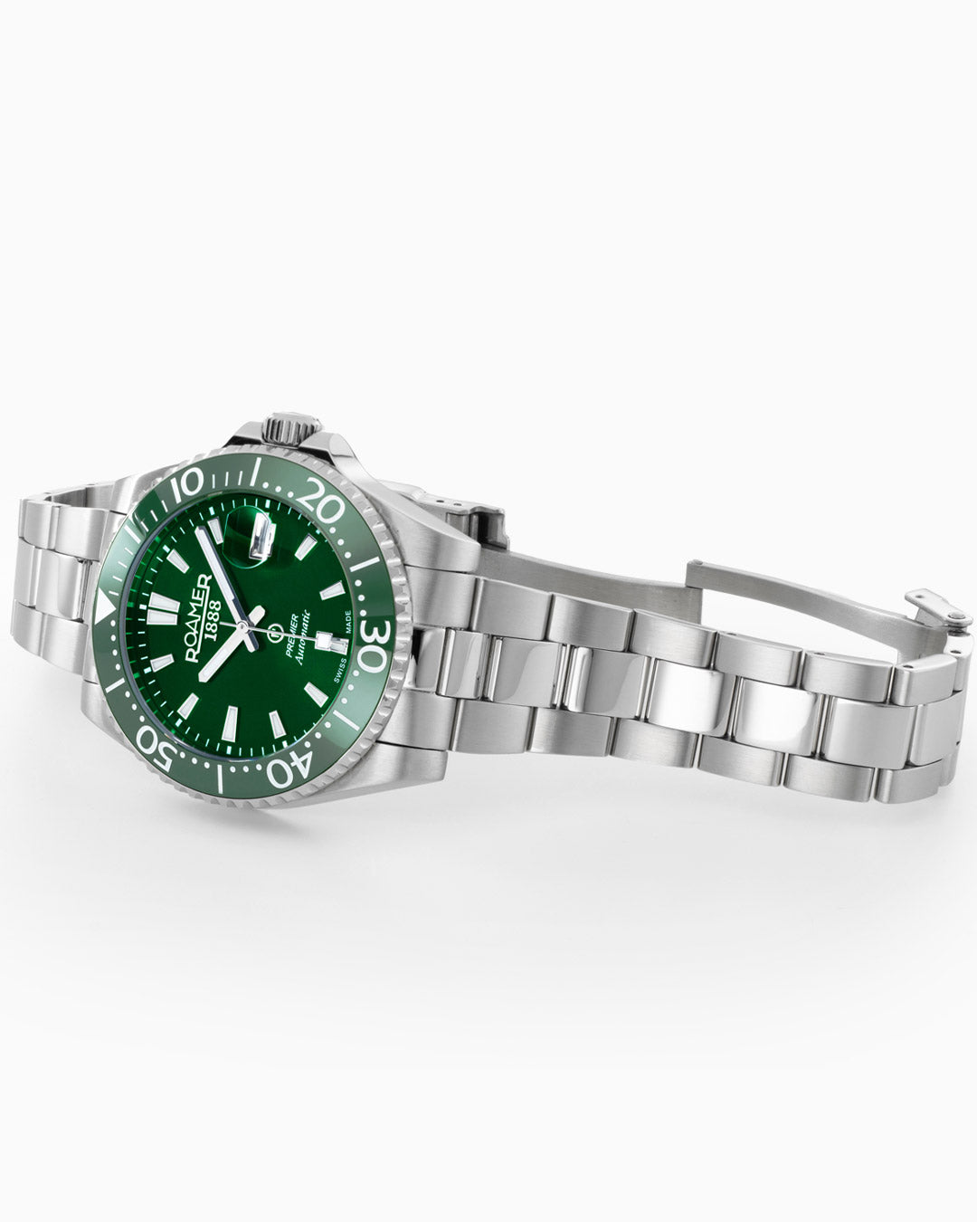 Premier 42 mm Automatic Three-Hand Date Green Sunray Dial Silver Bracelet Sapphire glass Stainless Steel swiss watch