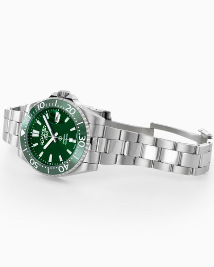 Premier 42 mm Automatic Three-Hand Date Green Sunray Dial Silver Bracelet Sapphire glass Stainless Steel swiss watch