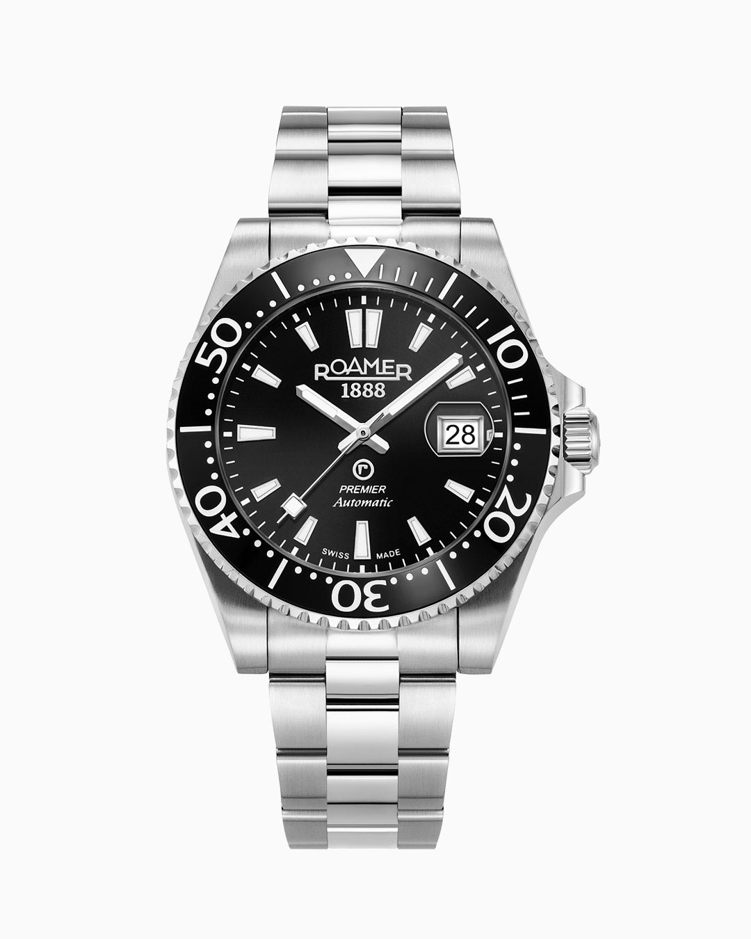 Premier 42 mm Automatic Three-Hand Date Black Sunray Dial Silver Bracelet Sapphire glass Stainless Steel swiss watch