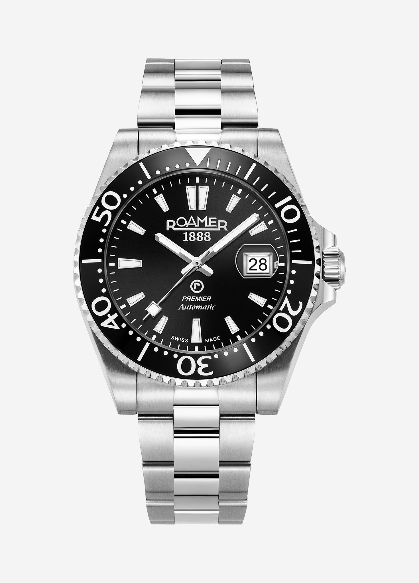 Premier 42 mm Automatic Three-Hand Date Black Sunray Dial Silver Bracelet Sapphire glass Stainless Steel swiss watch