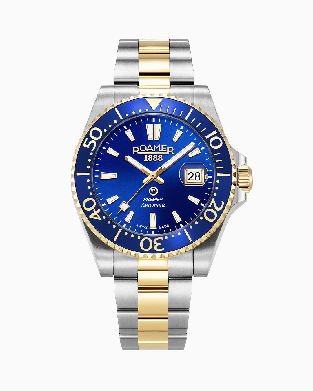 Premier 42 mm Mechanical Three Hand Date Blue Dial Two-tone Bracelet Sapphire glass Stainless Steel swiss watch