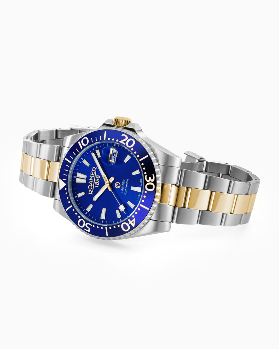 Premier 42 mm Mechanical Three Hand Date Blue Dial Two-tone Bracelet Sapphire glass Stainless Steel swiss watch