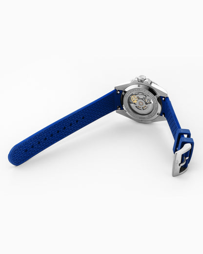 Premier Skeleton 42 mm Automatic Three-Hand Blue Dial Steel and Rubber Bracelet Set Sapphire glass Stainless Steel swiss watch