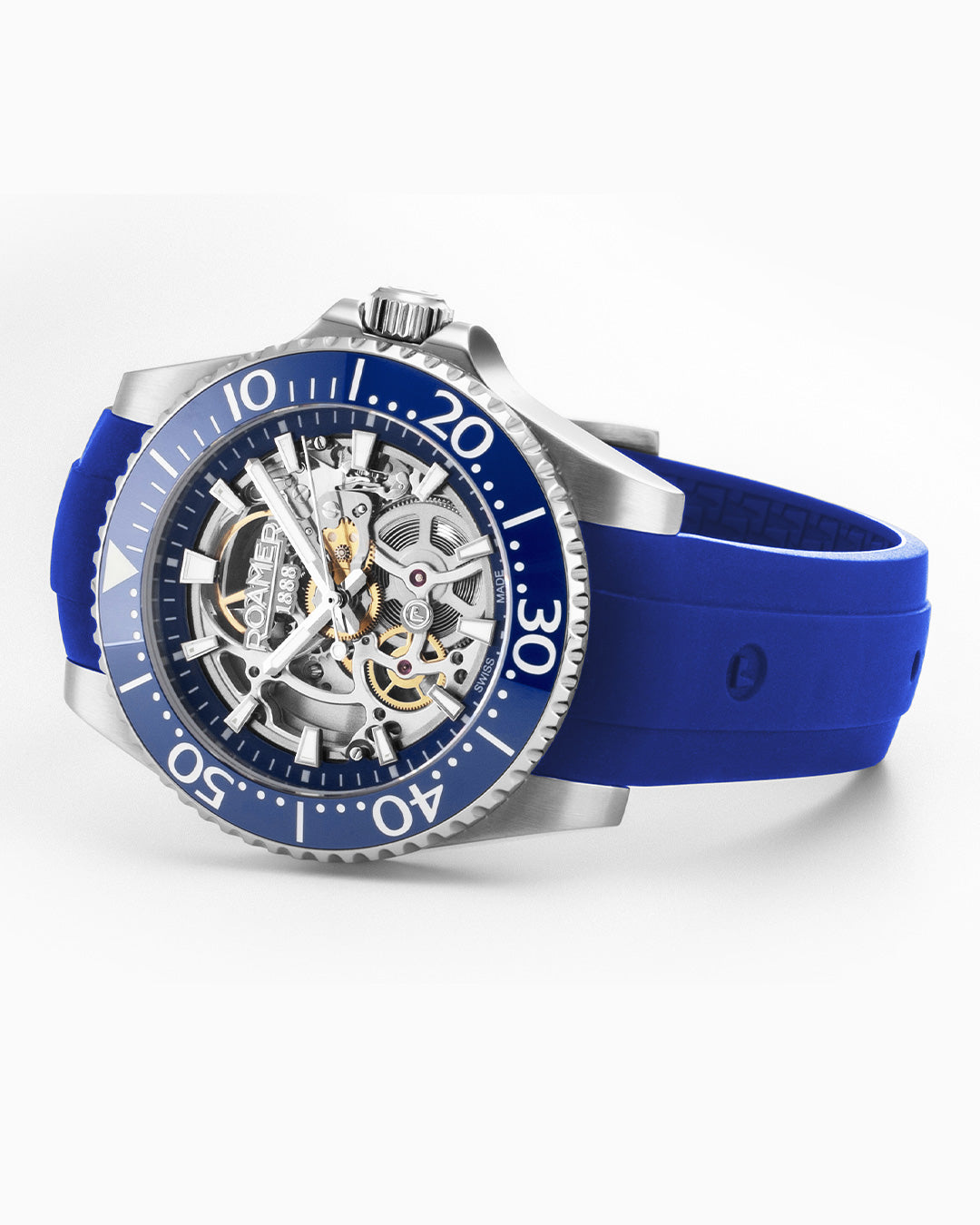 Premier Skeleton 42 mm Automatic Three-Hand Blue Dial Steel and Rubber Bracelet Set Sapphire glass Stainless Steel swiss watch