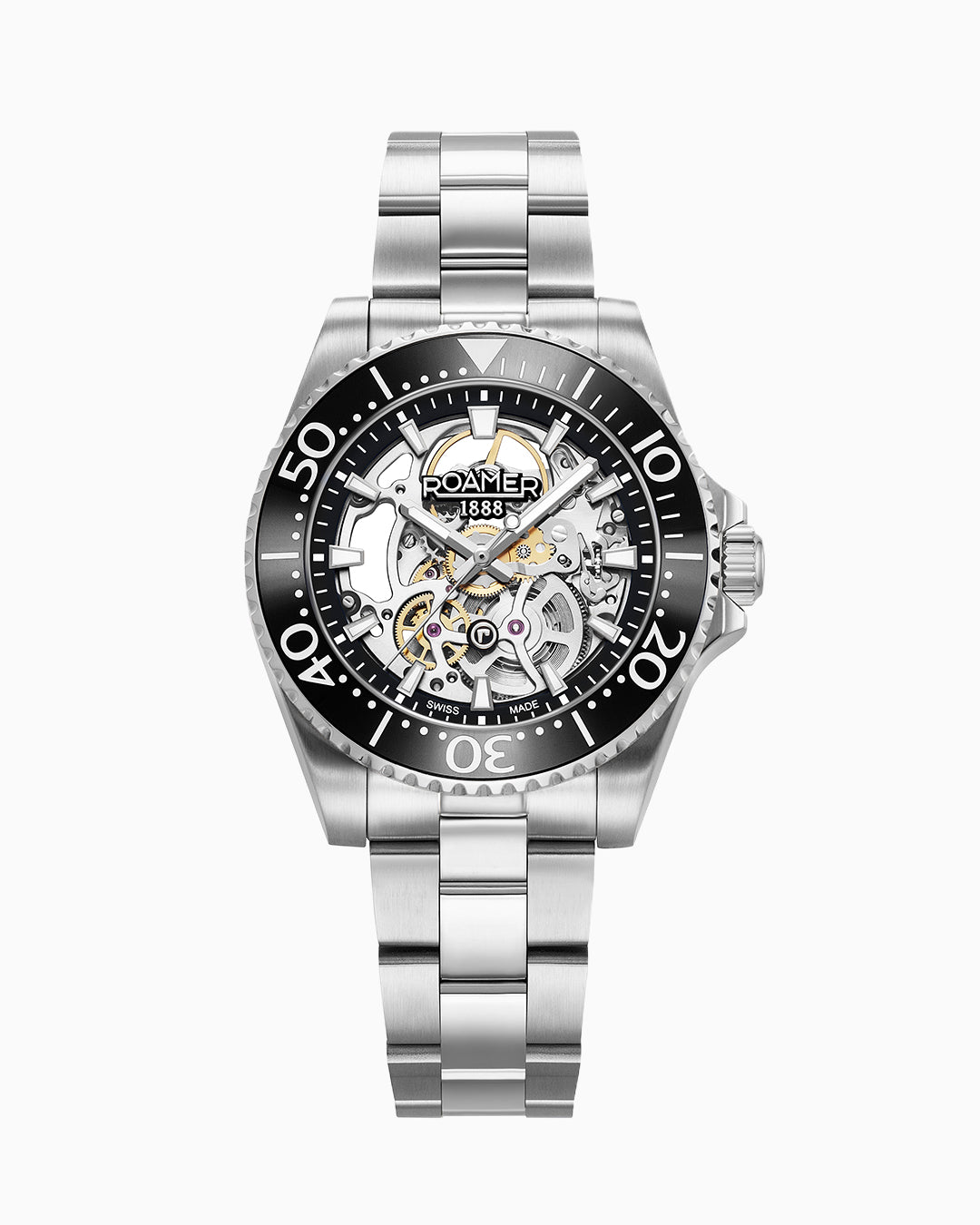 Premier Skeleton 42 mm Automatic Three-Hand Black Dial Silver Bracelet Sapphire glass Stainless Steel swiss watch