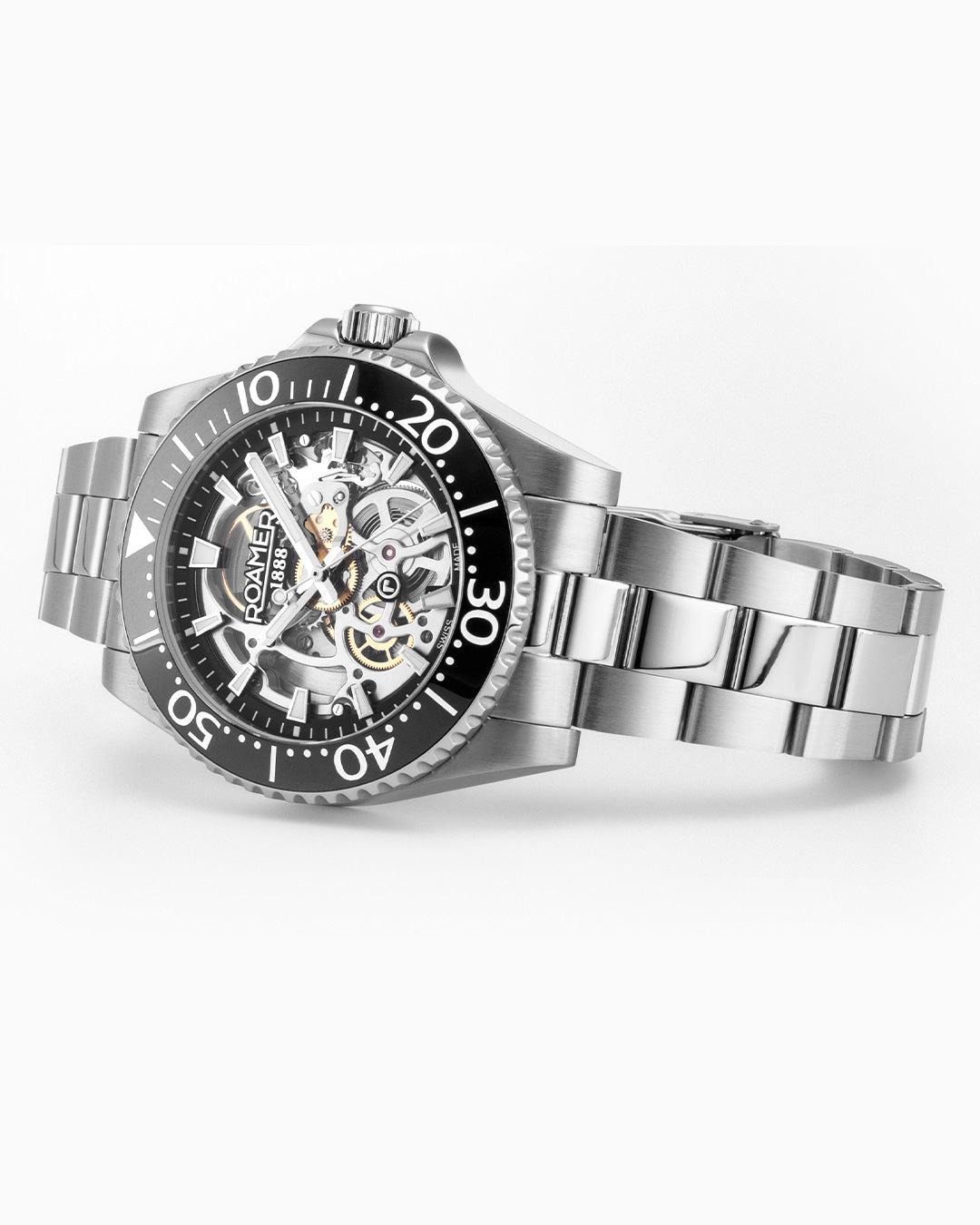 Premier Skeleton 42 mm Automatic Three-Hand Black Dial Silver Bracelet and Rubber Strap Set Sapphire glass Stainless Steel swiss watch