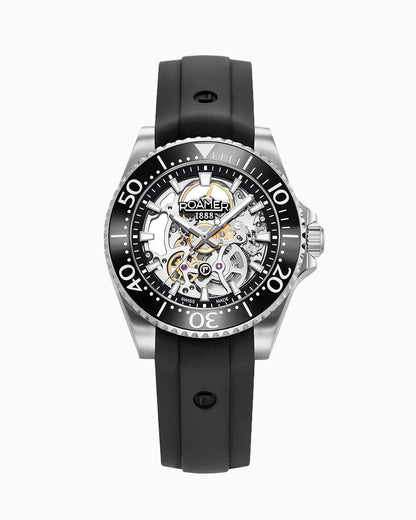 Premier Skeleton 42 mm Automatic Three-Hand Black Dial Silver Bracelet Sapphire glass Stainless Steel swiss watch