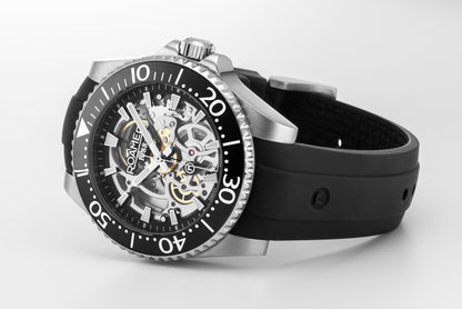 Premier Skeleton 42 mm Automatic Three-Hand Black Dial Silver Bracelet Sapphire glass Stainless Steel swiss watch