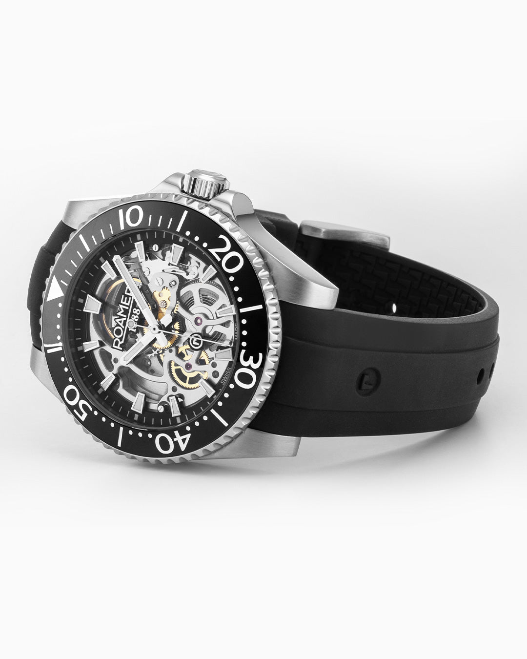 Premier Skeleton 42 mm Automatic Three-Hand Black Dial Silver Bracelet and Rubber Strap Set Sapphire glass Stainless Steel swiss watch