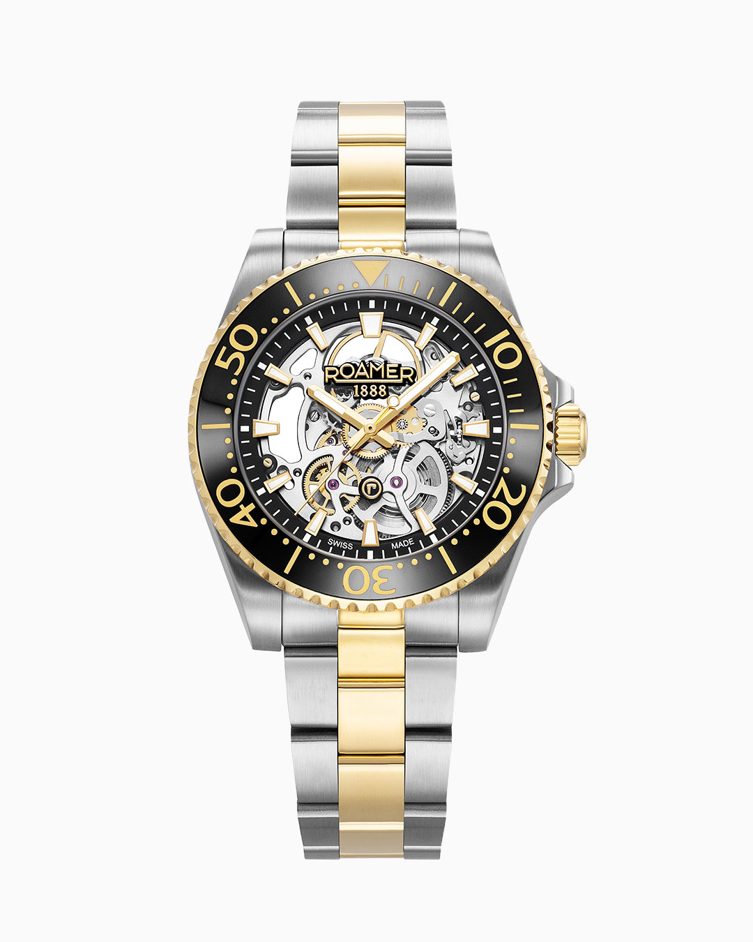 Premier Skeleton 42 mm Automatic Three-Hand Black Dial Two-Tone Bracelet Sapphire glass Stainless Steel swiss watch