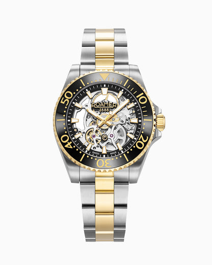 Premier Skeleton 42 mm Automatic Three-Hand Black Dial Two-Tone Bracelet Sapphire glass Stainless Steel swiss watch
