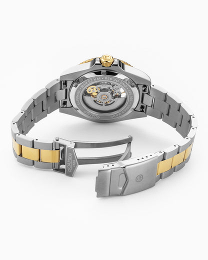 Premier Skeleton 42 mm Automatic Three-Hand Black Dial Two-Tone Steel and Rubber Bracelet Set Sapphire glass Stainless Steel swiss watch