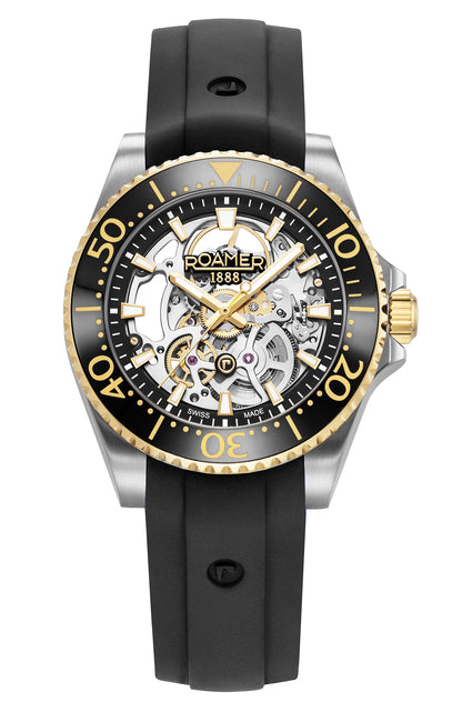 Premier Skeleton 42 mm Automatic Three-Hand Black Dial Two-Tone Bracelet Sapphire glass Stainless Steel swiss watch